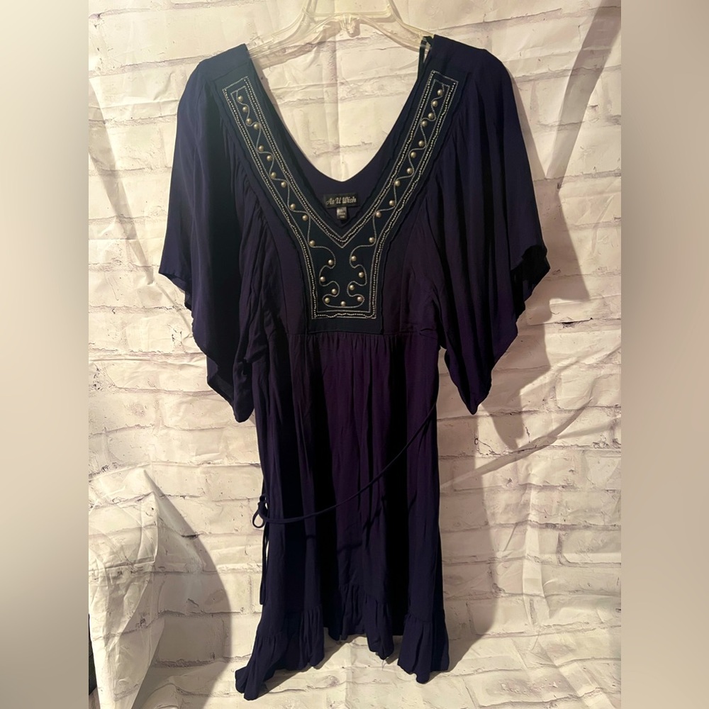 Navy Blue Flutter Dress